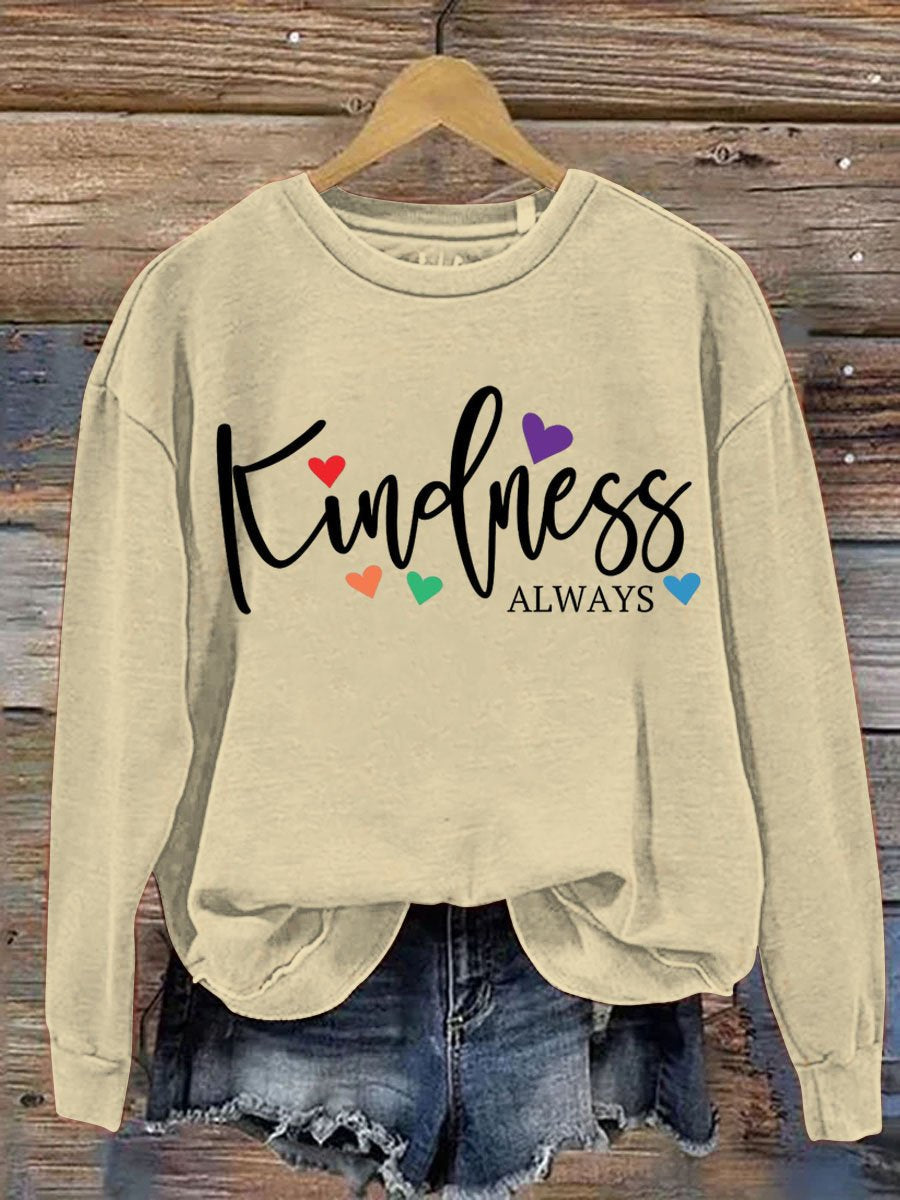 Kindness Always Art Pattern Print Casual Sweatshirt-carlalin