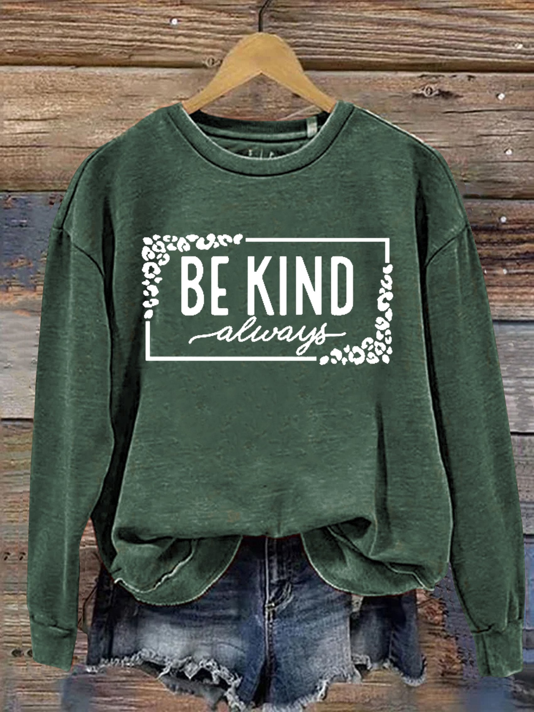 Unisex Women's Men's Leopard Print Be Kind Suicide Prevention Mental Print Casual Sweatshirt-carlalin