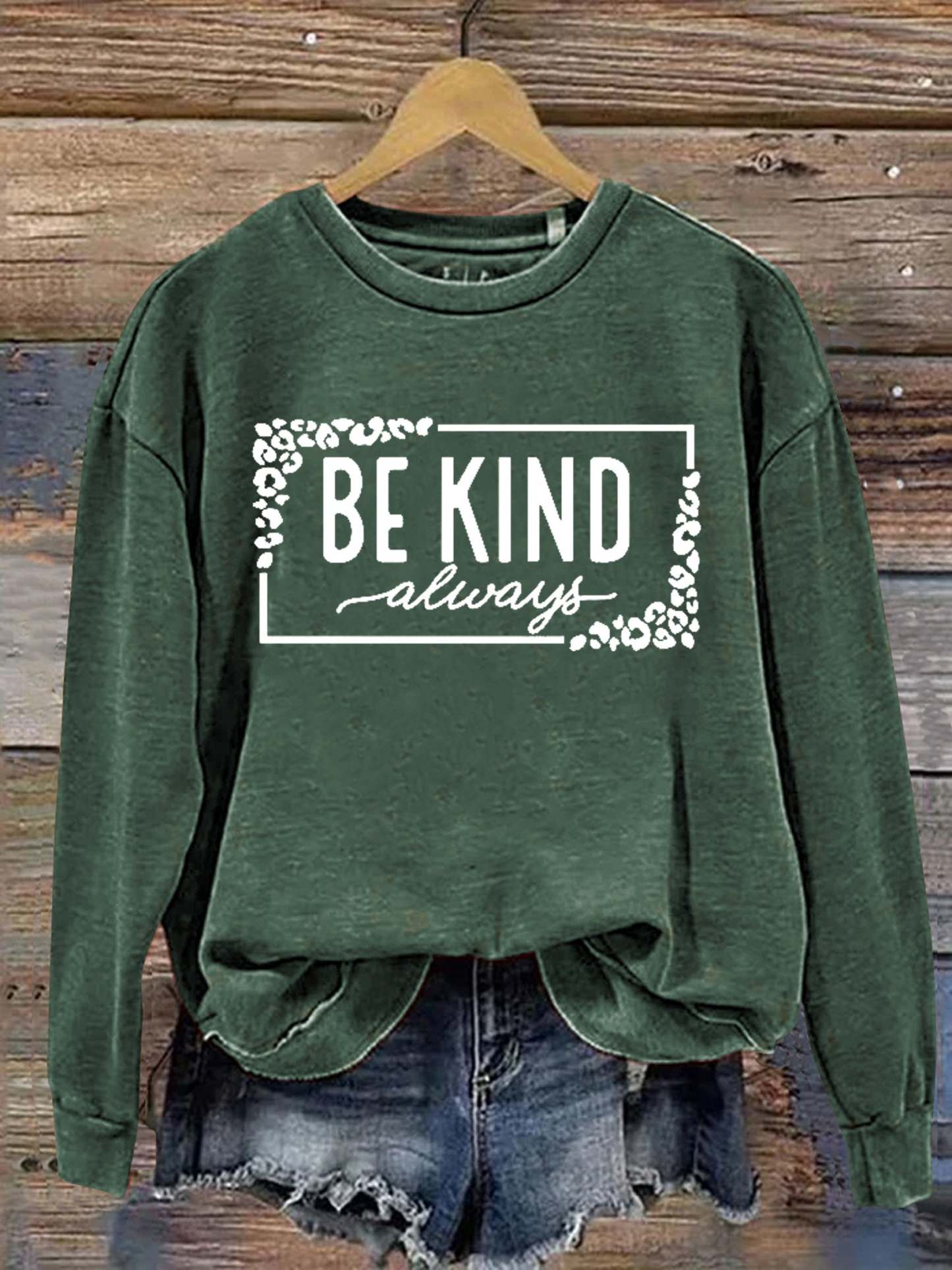 Unisex Women's Men's Leopard Print Be Kind Suicide Prevention Mental Print Casual Sweatshirt-carlalin