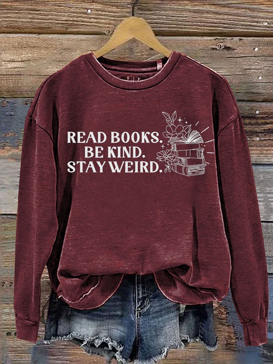 Read Books Be Kind Print Casual  Sweatshirt-carlalin