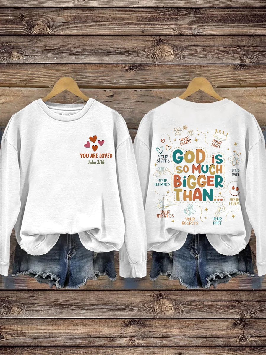 Christian Homeschool Mom Gifts For Teacher God Is Greater Mental Health Trendy Inspirational Merch Print Casual Sweatshirt-carlalin