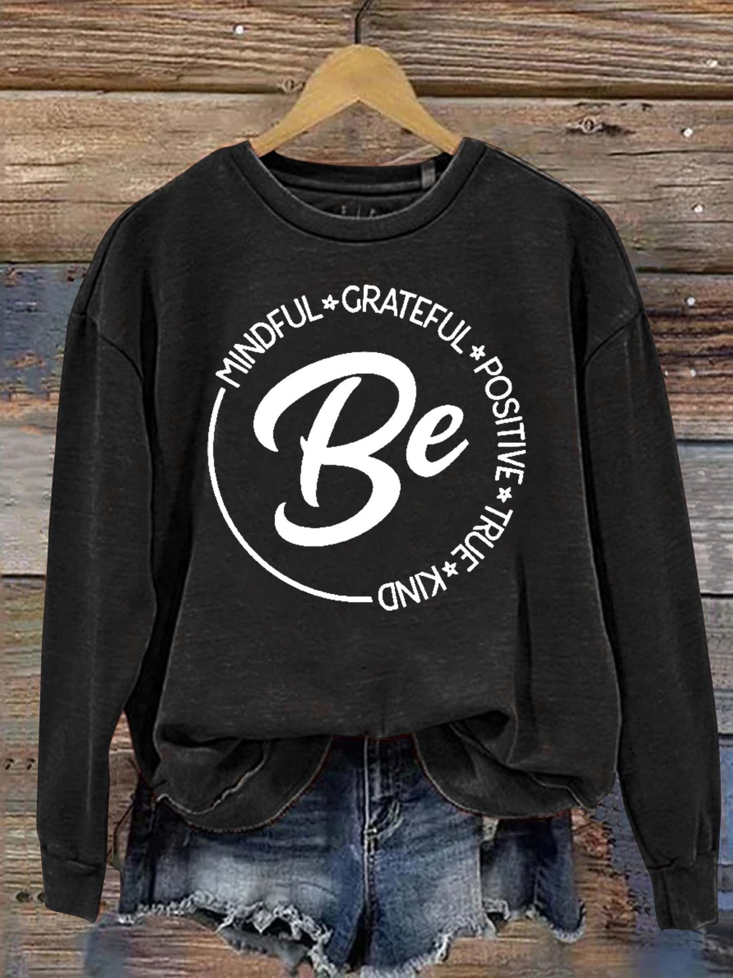Be Kind Mindful Grateful Positive True Print Casual Sweatshirt-carlalin