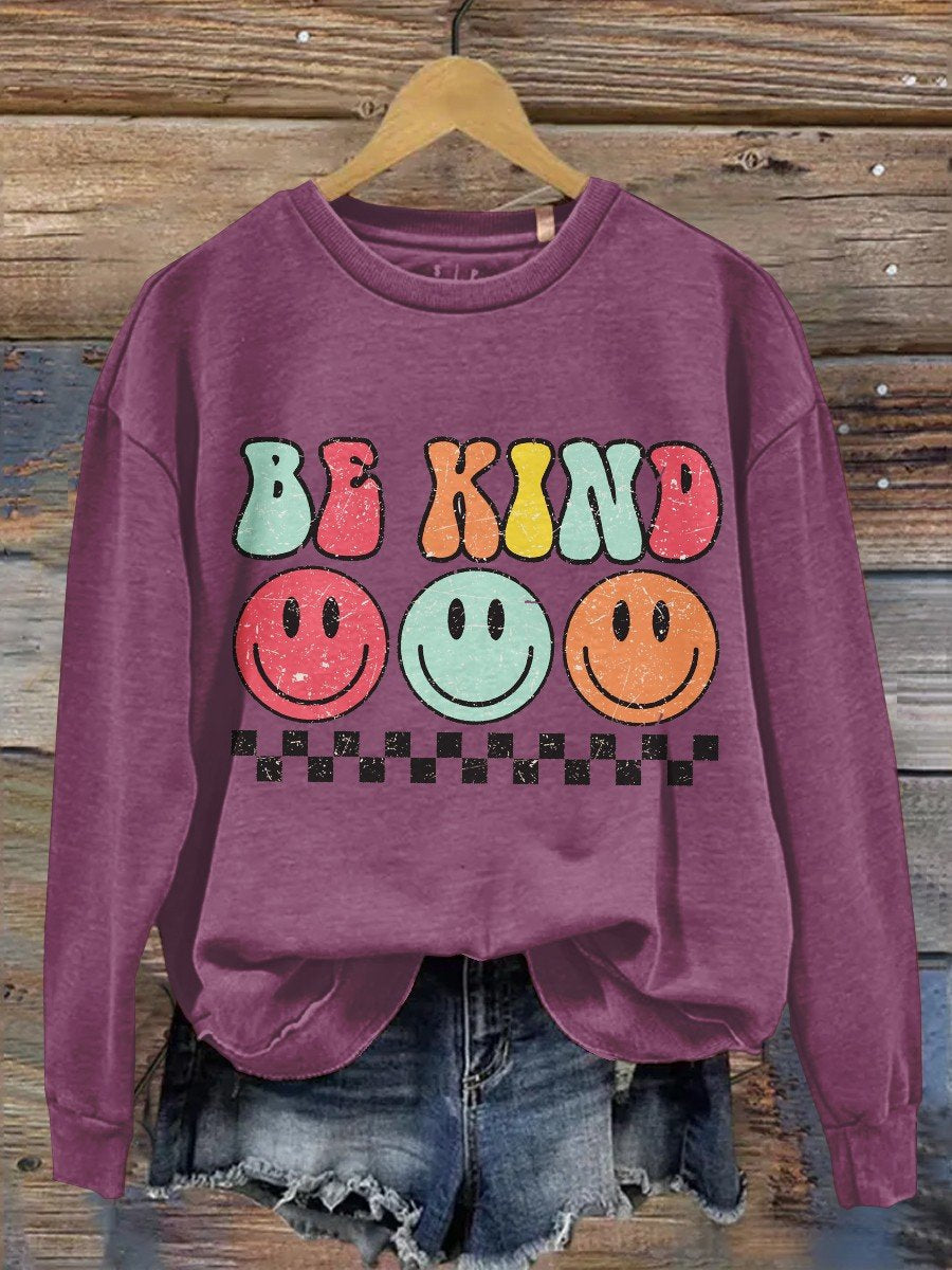 Women's Be Kind Print Casual Long Sleeve Sweatshirt-carlalin