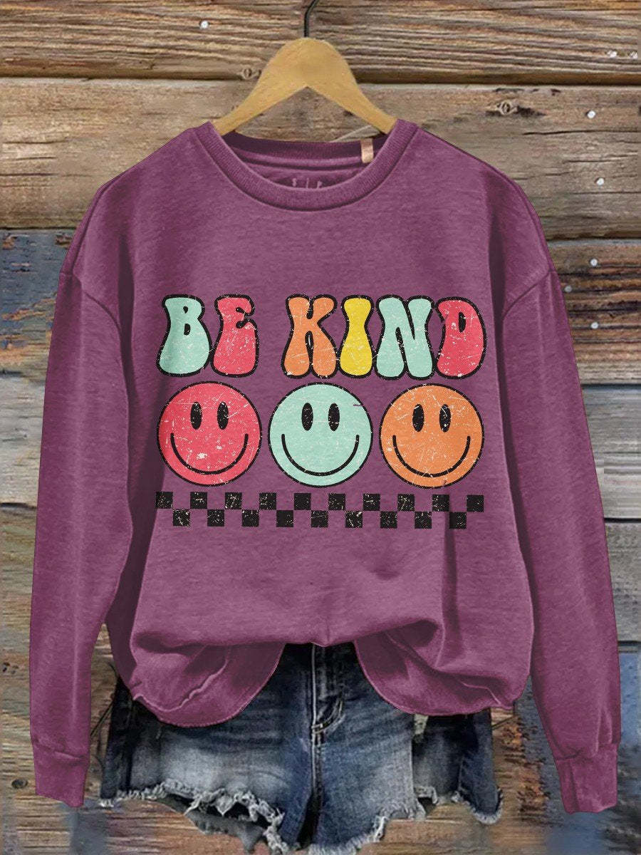 Women's Be Kind Print Casual Long Sleeve Sweatshirt-carlalin
