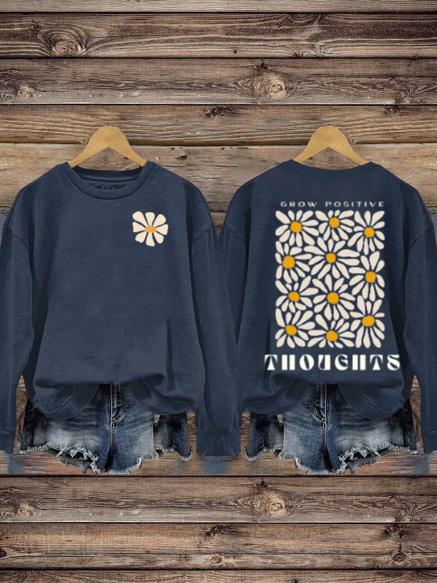 Mental Health Inspirational Growth Positive Energy Thinking Round Neck Casual Printed Sweatshirt-carlalin