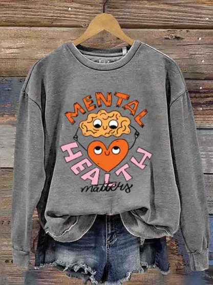 Mental Health Inspirational Depression Awareness Crew Neck Casual Printed Sweatshirt-carlalin