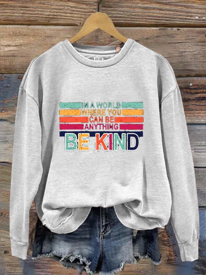Retro Be Kind Teacher Gifts Casual Sweatshirt-carlalin