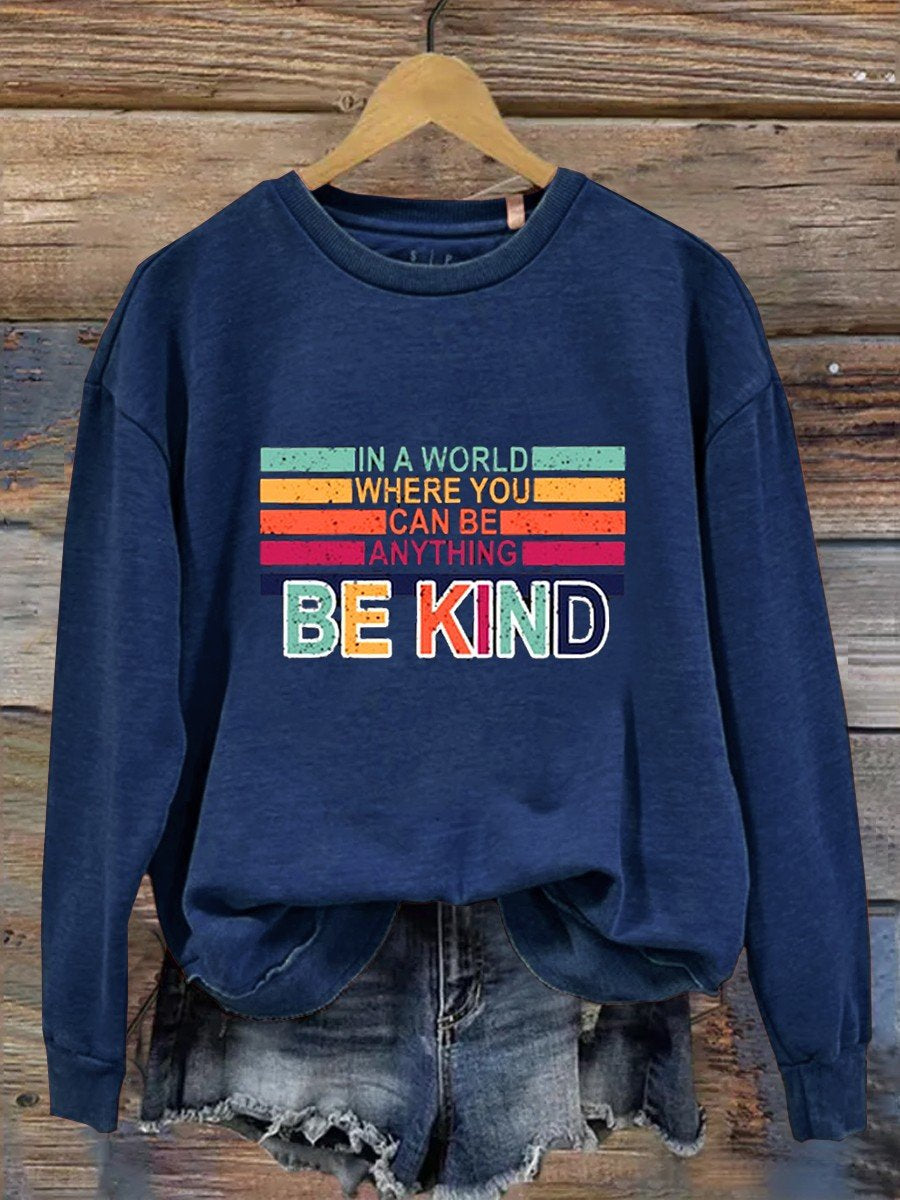 Retro Be Kind Teacher Gifts Casual Sweatshirt-carlalin