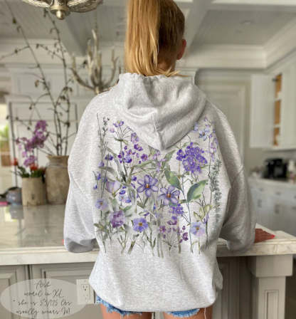 Vintage Pressed Flowers Hooded Sweatshirt-carlalin