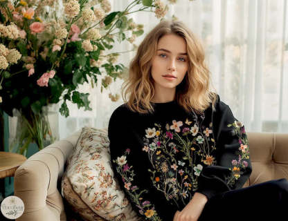 Vintage Pressed Flowers Boho Cottagecore Crewneck Sweatshirt-carlalin