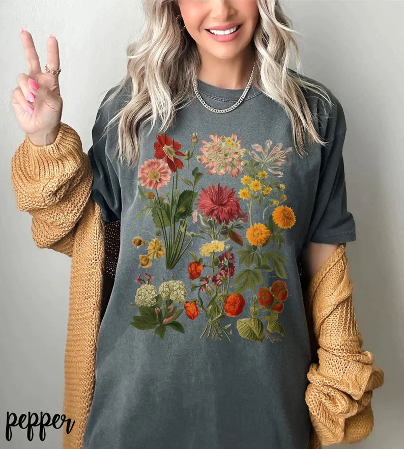 Vintage Botanical Flowers Shirt-carlalin