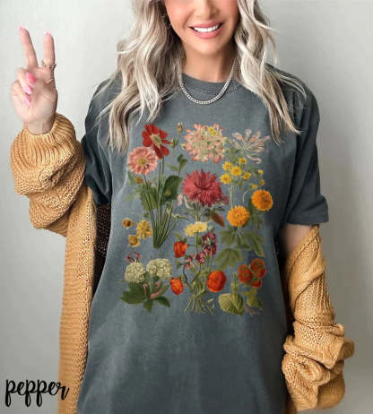 Vintage Botanical Flowers Shirt-carlalin