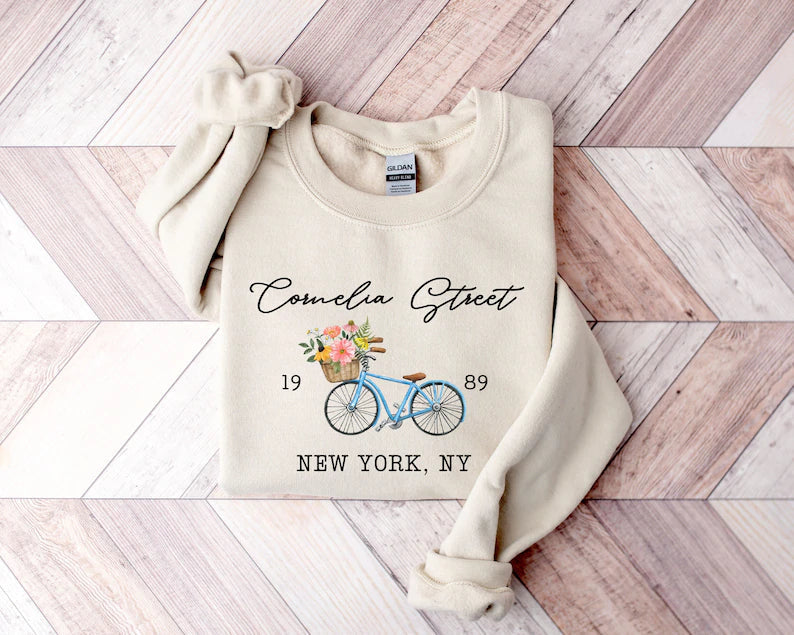 Cornelia Street New York Sweatshirt Bike Floral  Sweater-carlalin