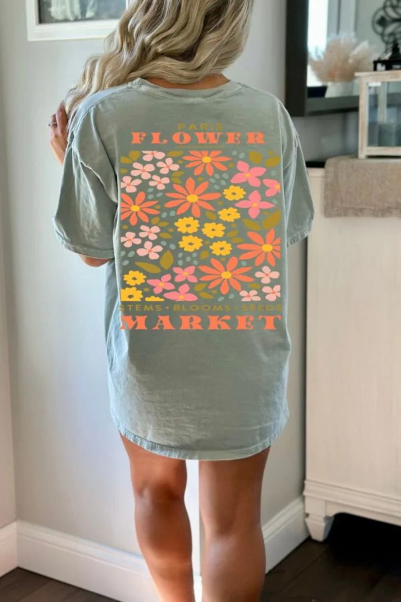 Vintage Pressed Flowers Boho Wildflowers T Shirt-carlalin
