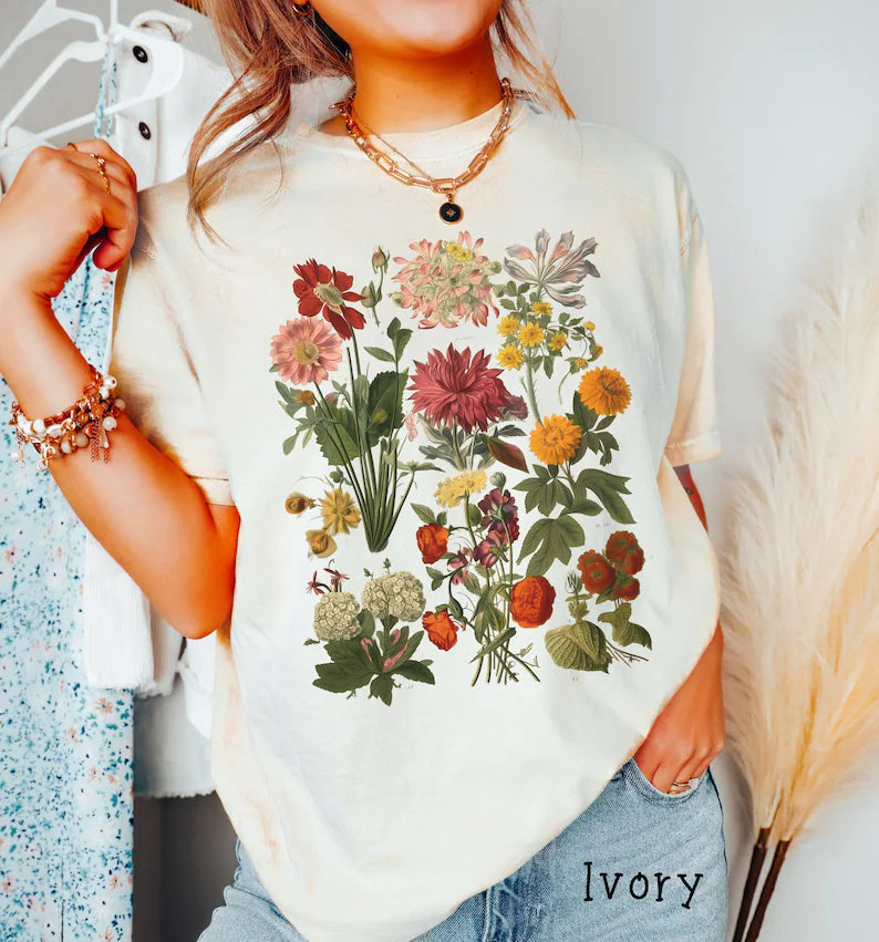 Vintage Botanical Flowers Shirt-carlalin