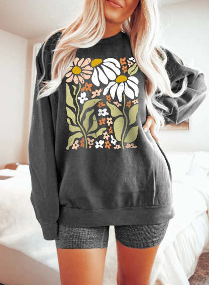 Comfort Colors Boho Wildflowers Floral Nature Sweatshirt-carlalin