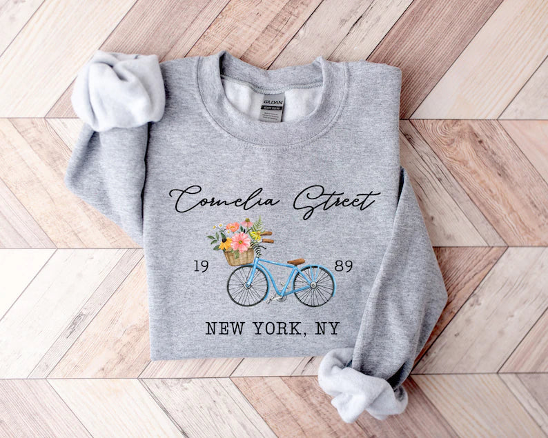 Cornelia Street New York Sweatshirt Bike Floral  Sweater-carlalin