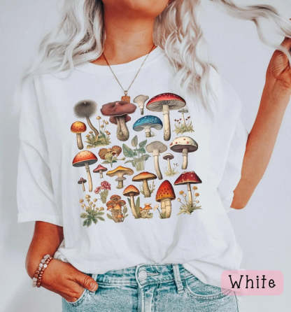 Mushrooms Vintage Wash Botanical T Shirt-carlalin