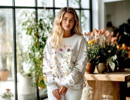 Vintage Pressed Flowers Boho Cottagecore Crewneck Sweatshirt-carlalin