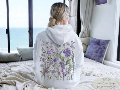 Vintage Pressed Flowers Hooded Sweatshirt-carlalin