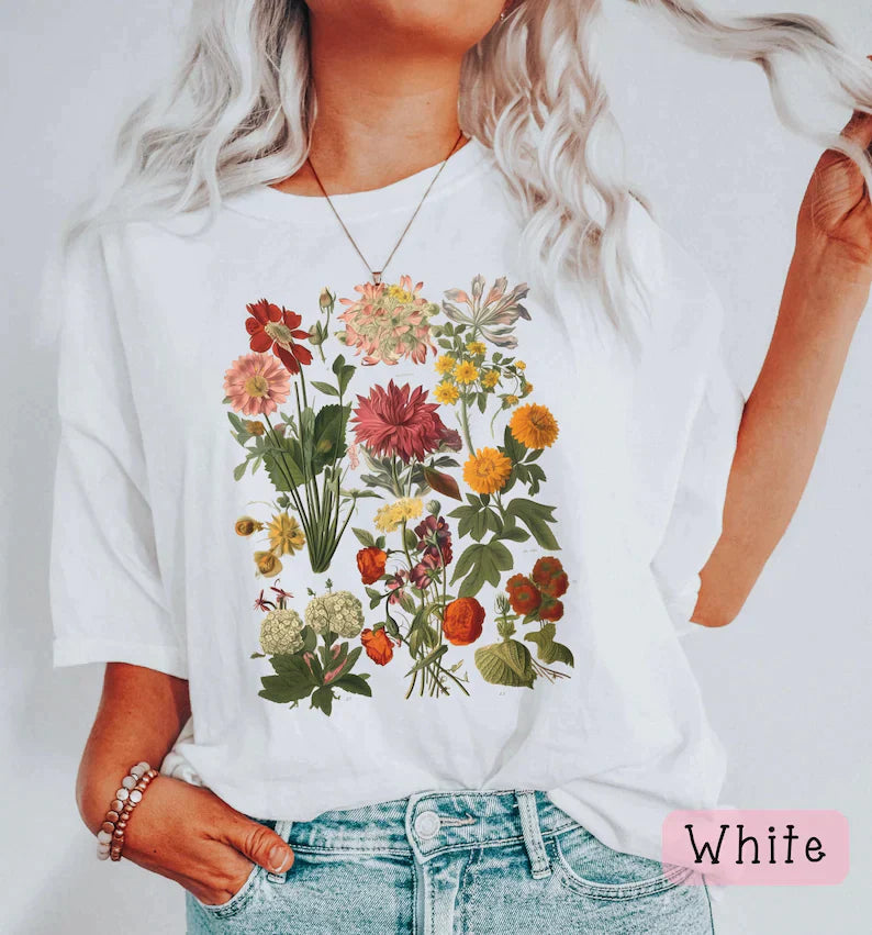 Vintage Botanical Flowers Shirt-carlalin