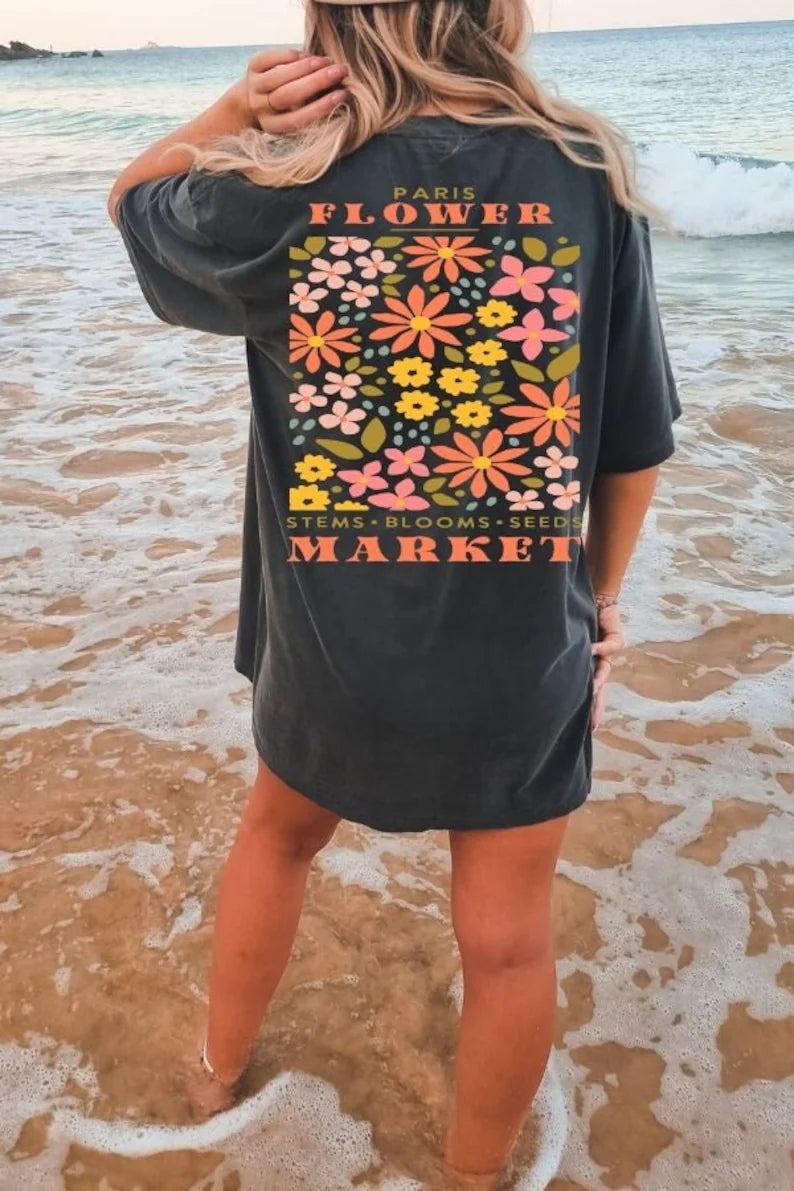 Vintage Pressed Flowers Boho Wildflowers T Shirt-carlalin