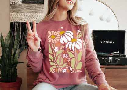 Comfort Colors Boho Wildflowers Floral Nature Sweatshirt-carlalin