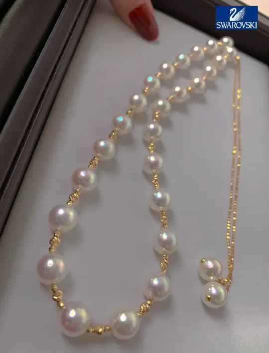 💖📿 50% taniej! Luksusowy naszyjnik z pereł słodkowodnych, platerowany 18-karatowym złotem, elegancki! 🎁✨