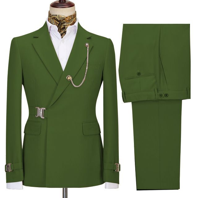 Alex Green Special Button Notched Lapel Two Piece Men Suit