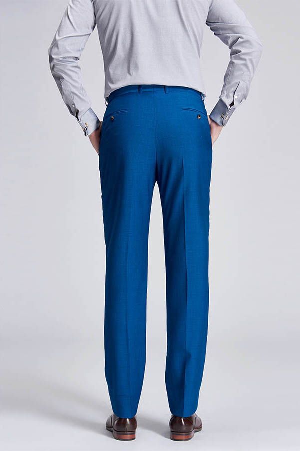 Emiliano Fashion Pure Blue Men Straight Suit Pants