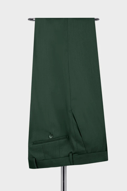 Dark Green Double-Breasted Three-Pocket Suit Two-Piece