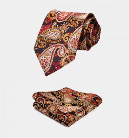 Orange Paisley Slim Fit Vest Set
