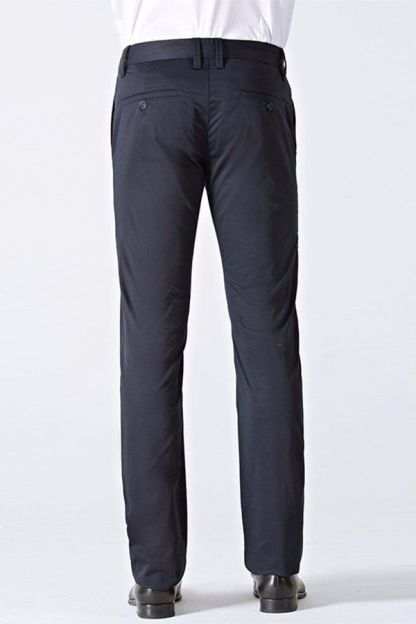 Classic Dark Navy Cotton Straight Fit Men Suit Pants For Business