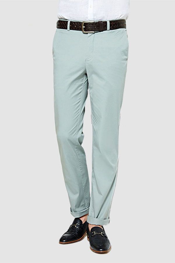 Light Mint Cotton Pants Summer Men Daily Casual Trousers