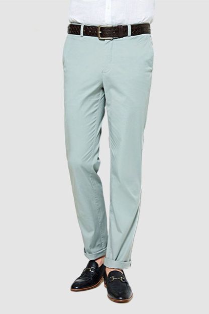 Light Mint Cotton Pants Summer Men Daily Casual Trousers
