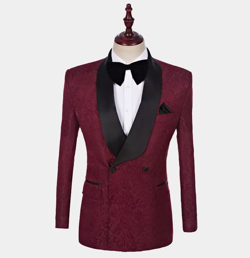 Fashion Burgundy Suit Bespoke Shawl Lapel Tuxedo