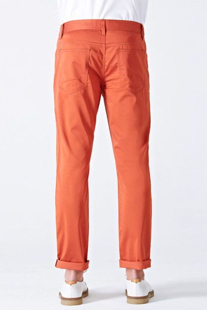 Men Vibrant Orange Cotton Fashion Casual Pants