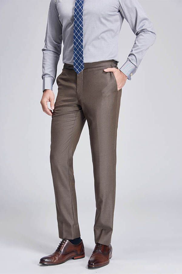 Jalen Formal Straight Fit Solid Brown Casual Men Pants