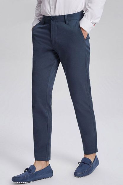 Dark Navy Blue Cotton Fashion Men Casual Cropped Pants