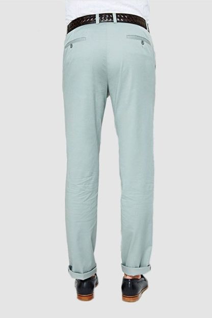 Light Mint Cotton Pants Summer Men Daily Casual Trousers