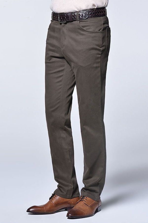 Men Brown Cotton Slim Fit Fashion Casual Pants
