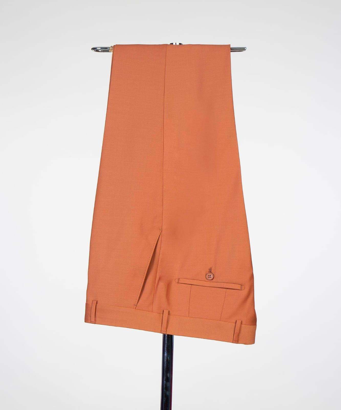 Orange Peaked Lapel Close Fitting Prom Men Suits