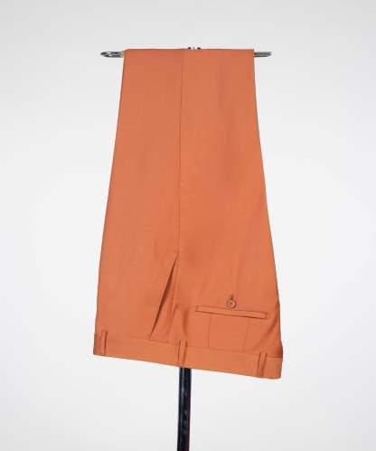 Orange Peaked Lapel Close Fitting Prom Men Suits