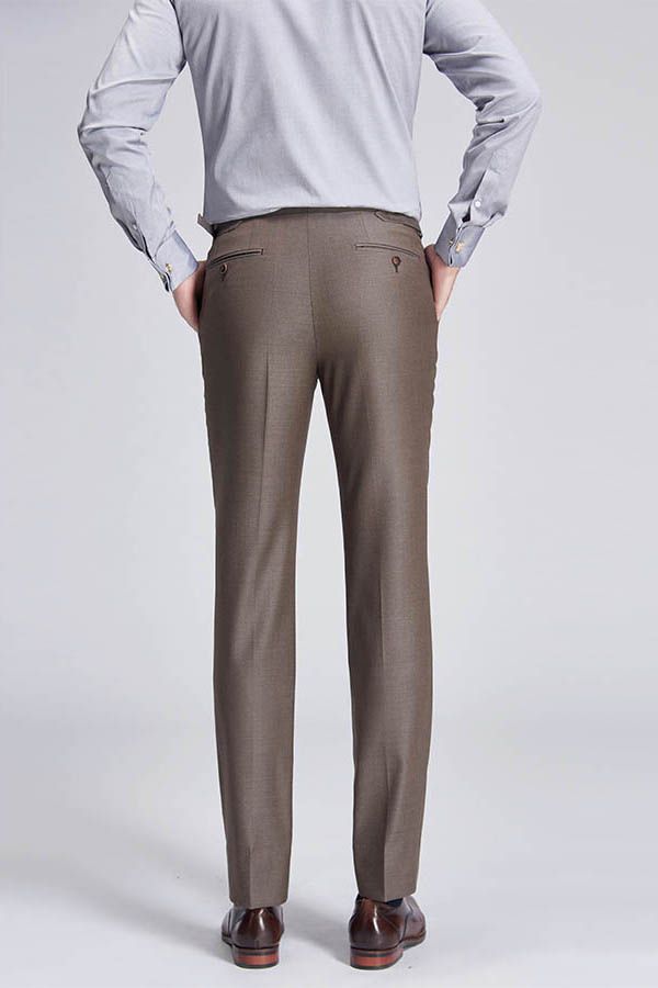 Jalen Formal Straight Fit Solid Brown Casual Men Pants
