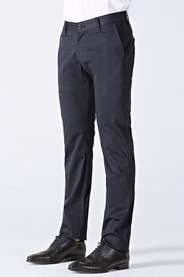 Classic Dark Navy Cotton Straight Fit Men Suit Pants For Business
