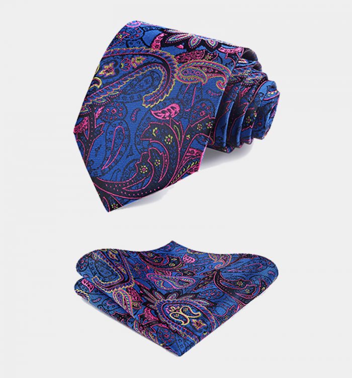 New Arrival Blue And Pink Paisley Men Vest Set