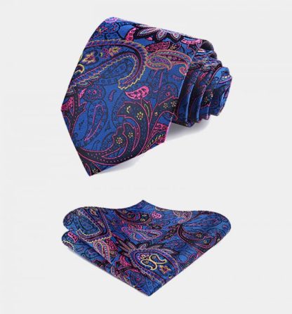 New Arrival Blue And Pink Paisley Men Vest Set