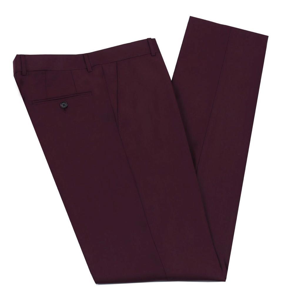 Burgundy Double-Breasted Pointed Collar Slim Fit Suit