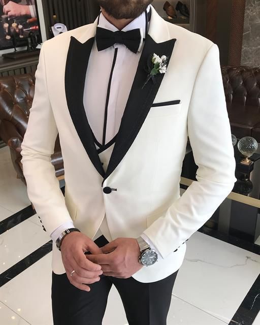 Osmond Formal White Three-Piece Slim Fit Suit
