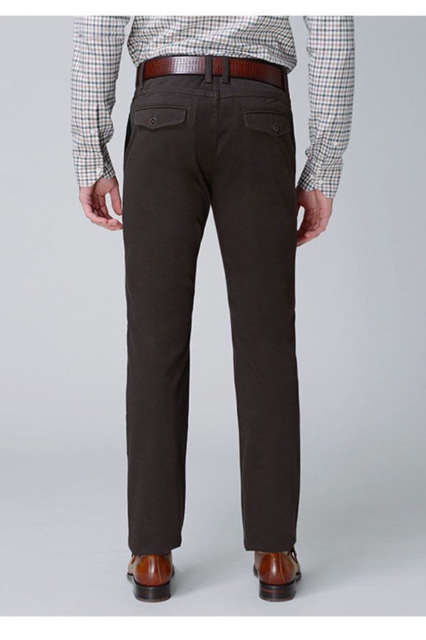 Raul Chocolate Cotton Classic Straight-Leg Business Pants